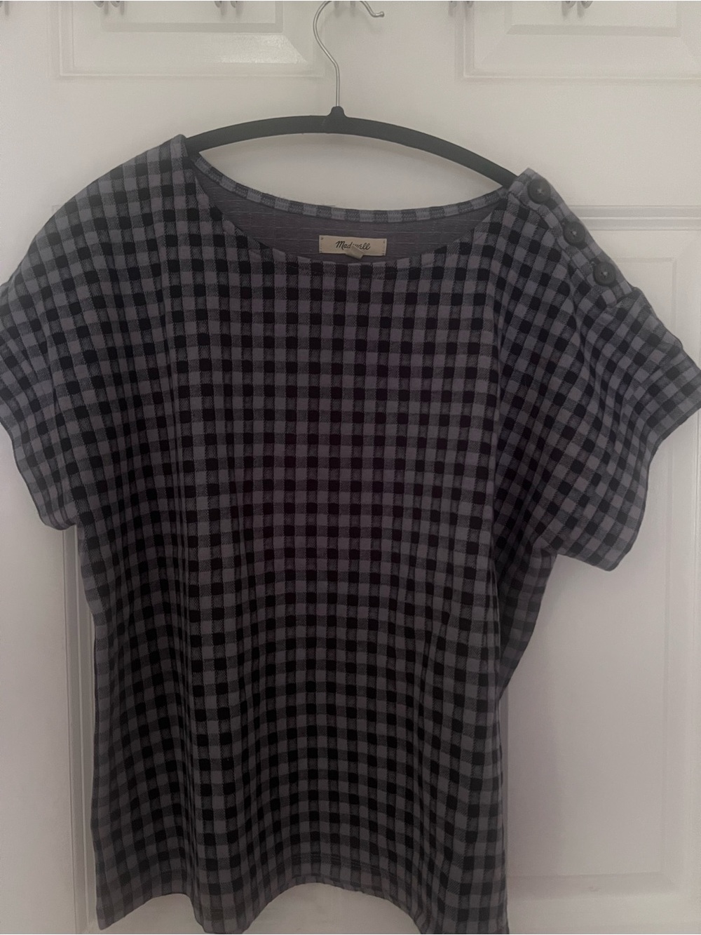 Madewell dark Blue & Gray Gingham Short-Sleeve Top